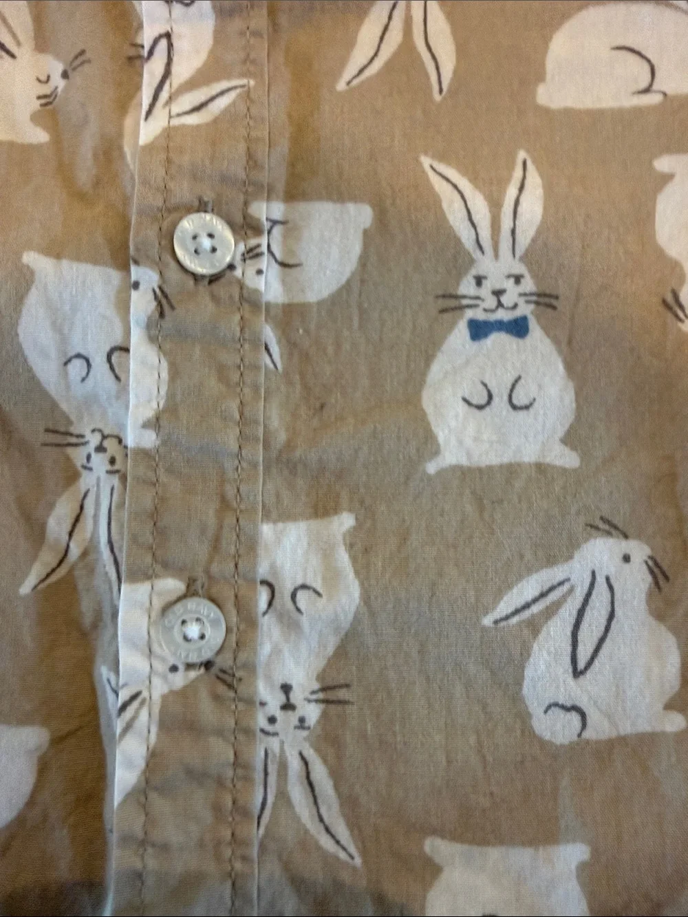 Bunny Bow Tie Button Down Shirt - 2T